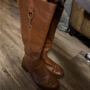 Classic Tall Leather Riding Boots - Brown